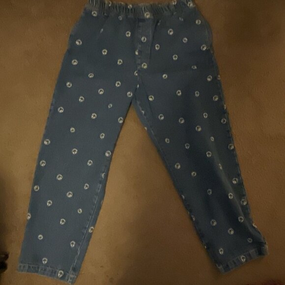 BDG Urban Outfitters Smiley Face Embroidered Elastic Waist Jeans Blue Size L - Picture 4 of 14